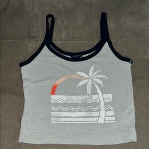 Aeropostale Blue and Gray Sleeveless Crop Tank Top